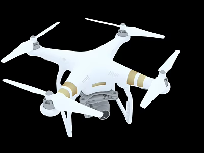Advanced White Fighter Jet Equipped With Camera Against Black Background 3d model