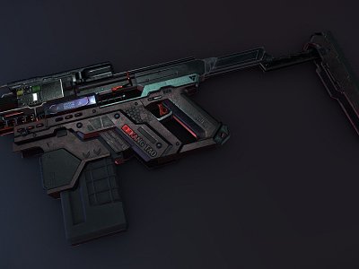 Cyberpunk submachine gun model