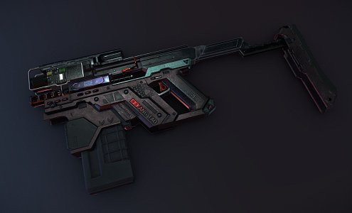 Cyberpunk submachine gun 3d model