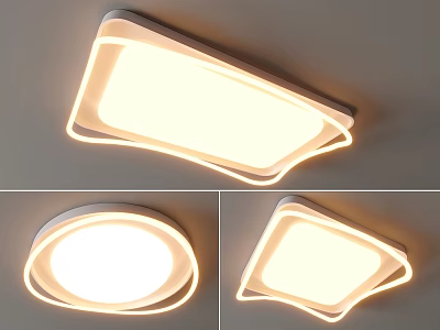 Modern Ceiling Lights Featuring Square Round Shapes And LED Edge Light Strip Design 3d model