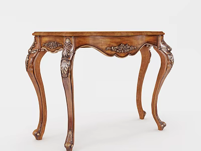 Elegant Wooden Console Table with Intricate Carved Details and Ornate Leg Design for Classical Decor 3d model