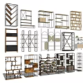 Various Modern Shelving Units With Different Designs Structures And Materials 3d model