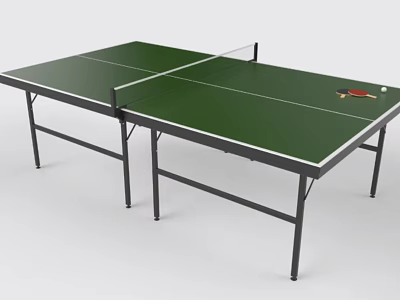 Green Ping Pong Table With Net Paddle And Ball For Sports Fitness Activity 3d model