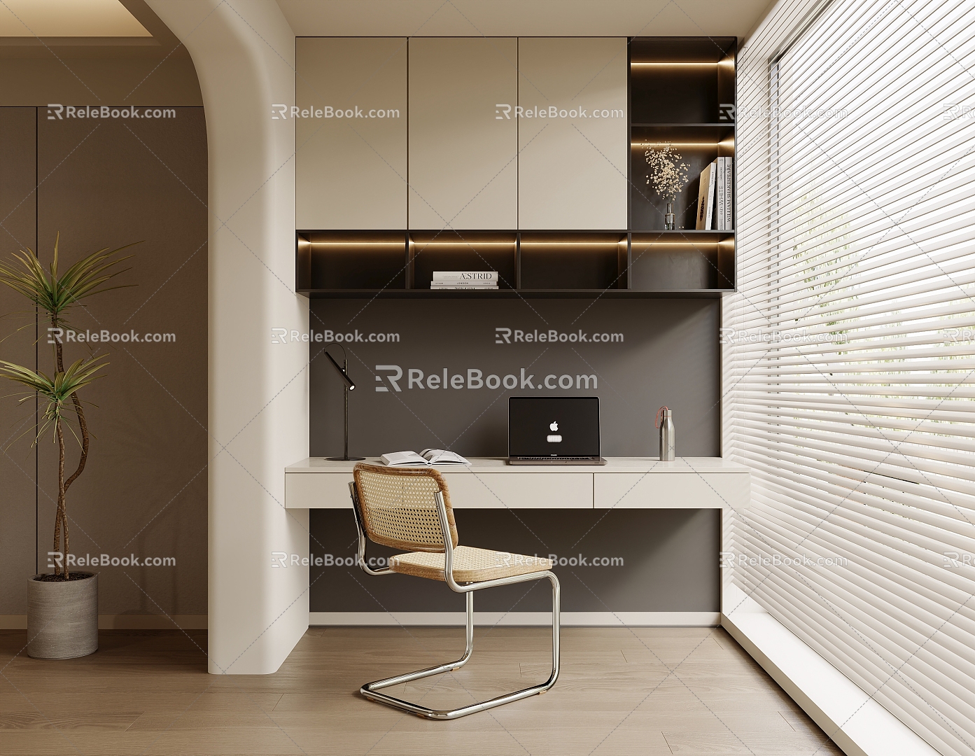 Balcony study desk and chair combination 3d model