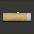 Cylindrical Wooden Household Item With Gray End And Silver Button