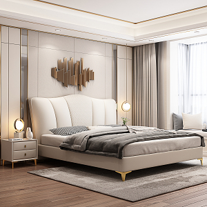 Light Luxury Background Double Bed 3d model