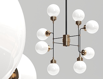 Modern chandelier spherical multi-head chandelier 3d model