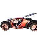 Stylish Black And Red Sports Car With Open Doors And Pink Rims Design