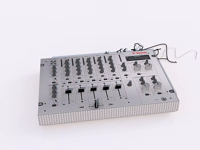 Professional DJ Audio Mixer With Multiple Knobs Faders And Controls 3d model