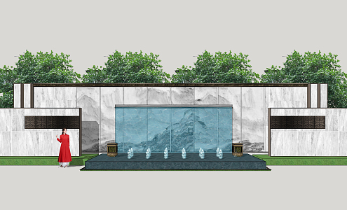 New Chinese style landscape wall 3d model