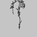 Ornamental Purple Fantasy Magic Staff With Floral Head Green Leaves Blue Accents