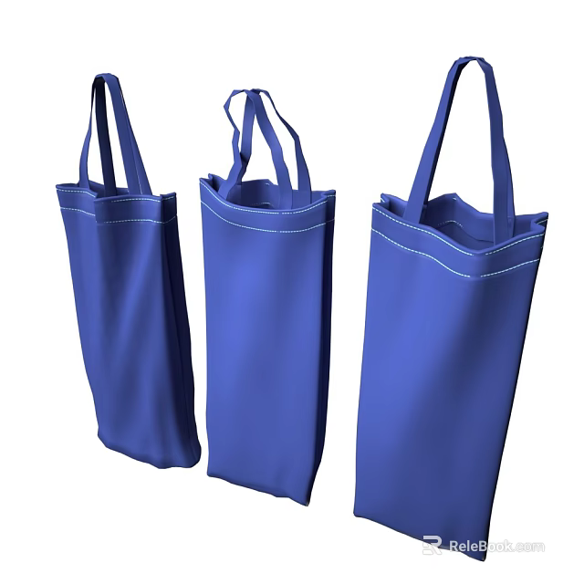 Durable Blue Reusable Tote Bags For Everyday Shopping And Grocery Use 3d model