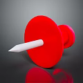 Red Push Pin With Round Red Top And White Sharp Point For Daily Use 3d model