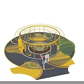 Yellow Circular Outdoor Fitness Playground With Multiple Exercise Elements For Kids And Families