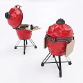 Red Commercial Barbecue Grill With Foldable Side Table And Steak Grilling Feature