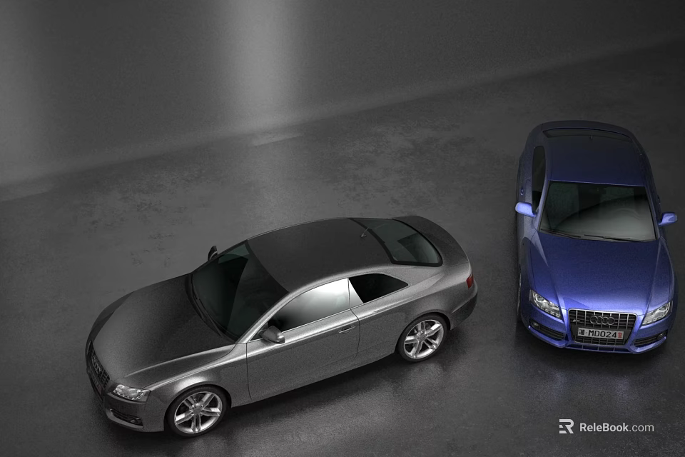 Gray And Blue Cars With Sleek Exterior Design And Modern Body Style 3d model 