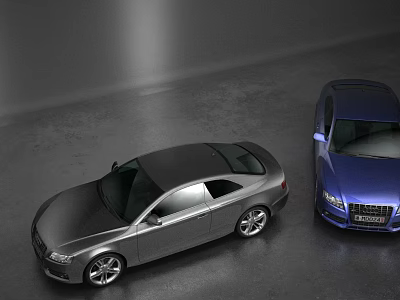 Gray And Blue Cars With Sleek Exterior Design And Modern Body Style 3d model