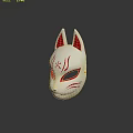 White Fox Mask With Red Ears Fire Character And Gray Eyes Design 3d model
