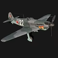 Vintage Military Airplane With Camouflage Paint Number 22 Red Star Emblem And Propeller