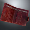 Red Leather Wallet Open Design With Multiple Card Slots And Buckle Compartment 3d model