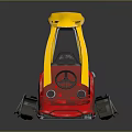Red And Yellow Children's Toy Car With Yellow Roof Black Wheels And Push Handle