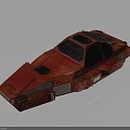 Red Sci Fi Spaceship Model With Futuristic Design And Detailed Structure