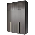 Modern Dark Wardrobe With Herringbone Pattern Doors And Brass Handles Design 3d model