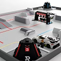 Automated Robot Test Platform With Colored Paths And Obstacles In 5000mm Area 3d model