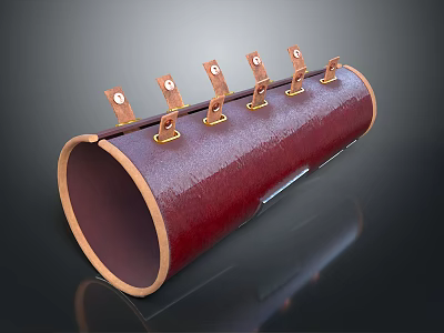Red Tube Shaped Household Organizer With Multiple Metal Clips For Storage 3d model