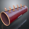 Red Tube Shaped Household Organizer With Multiple Metal Clips For Storage