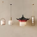 Stylish Pendant Lights With Traditional Chinese Roof And Modern Metal Frame Designs