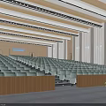 Modern Spacious Conference Hall With Neat Comfortable Seats And Functional Stage For Various Official Events