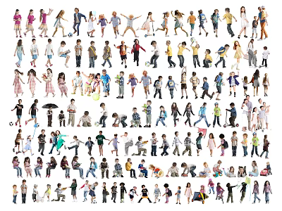 Diverse Group of People in Different Poses Various Activities and Casual Outfits 3d model