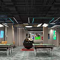 Modern Billiard Room Interior With Green Pool Table Number 8 Decor And Lighting