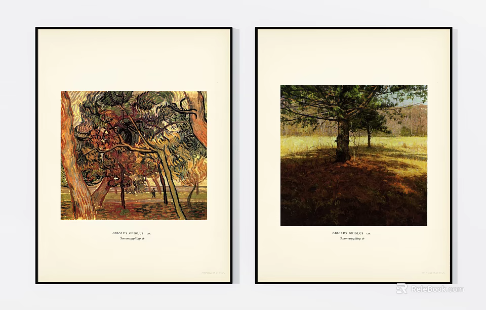 Vibrant Oil Paintings of Spring Landscapes With Lush Trees and Sunlit Meadow 3d model 