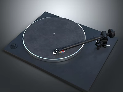 Modern Black Turntable With Smooth Vinyl Platter And Adjustable Tonearm Design 3d model