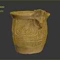Ancient Clay Pot With Intricate Carved Patterns Dragon Head Design And Ornate Details
