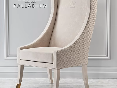Palladium Beige Chair With Quilted Stitching And Light Colored Legs In Modern Interior 3d model