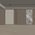 Modern Background Wall Design With Wooden Panels And Marble Accent In Neutral Tones
