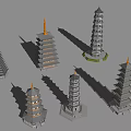Traditional Pagodas With Various Multi Tiered Structures And Ornate Roofs