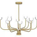 Modern Gold Chandelier With White Shades And Metal Frame For Home Interior Design