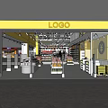 Shopping Mall Retail Store With Yellow Facade And Shelves For Product Displays