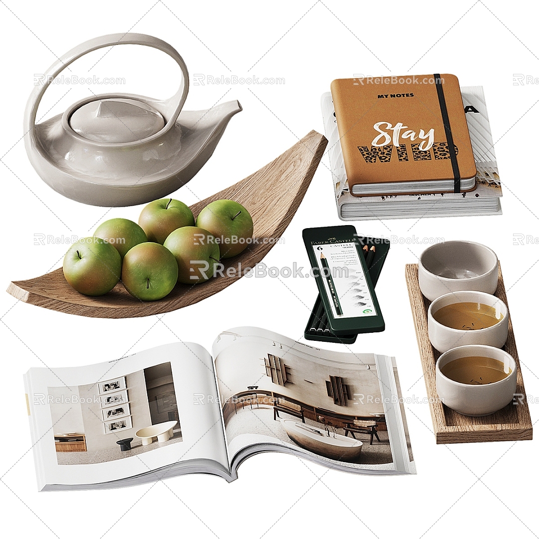 Jewelry Ornaments Books Fruit Books Ornaments Tea Teapot Tea Cup Tea Set Fruit Plate model