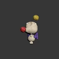 Cute White Plush Doll With Red Nose Yellow Top Ball And Purple Bow Tie