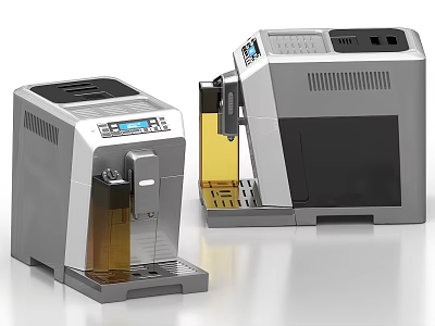 Two Modern Kitchen Appliances With Digital Display And Silver Design 3d model