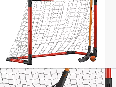 Soccer Goal Sports Equipment With Red Orange Frame Durable Net And Sturdy Structure For Outdoor Games 3d model