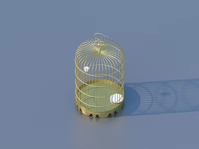 Elegant Golden Wire Birdcage Design For Home Decor And Living Space 3d model