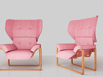 Stylish Pink Single Sofa With Upholstered Design And Modern Wooden Frame 3d model