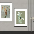 Interior Wall Decor With Two Framed Artworks And Modern Floor Lamp 3d model