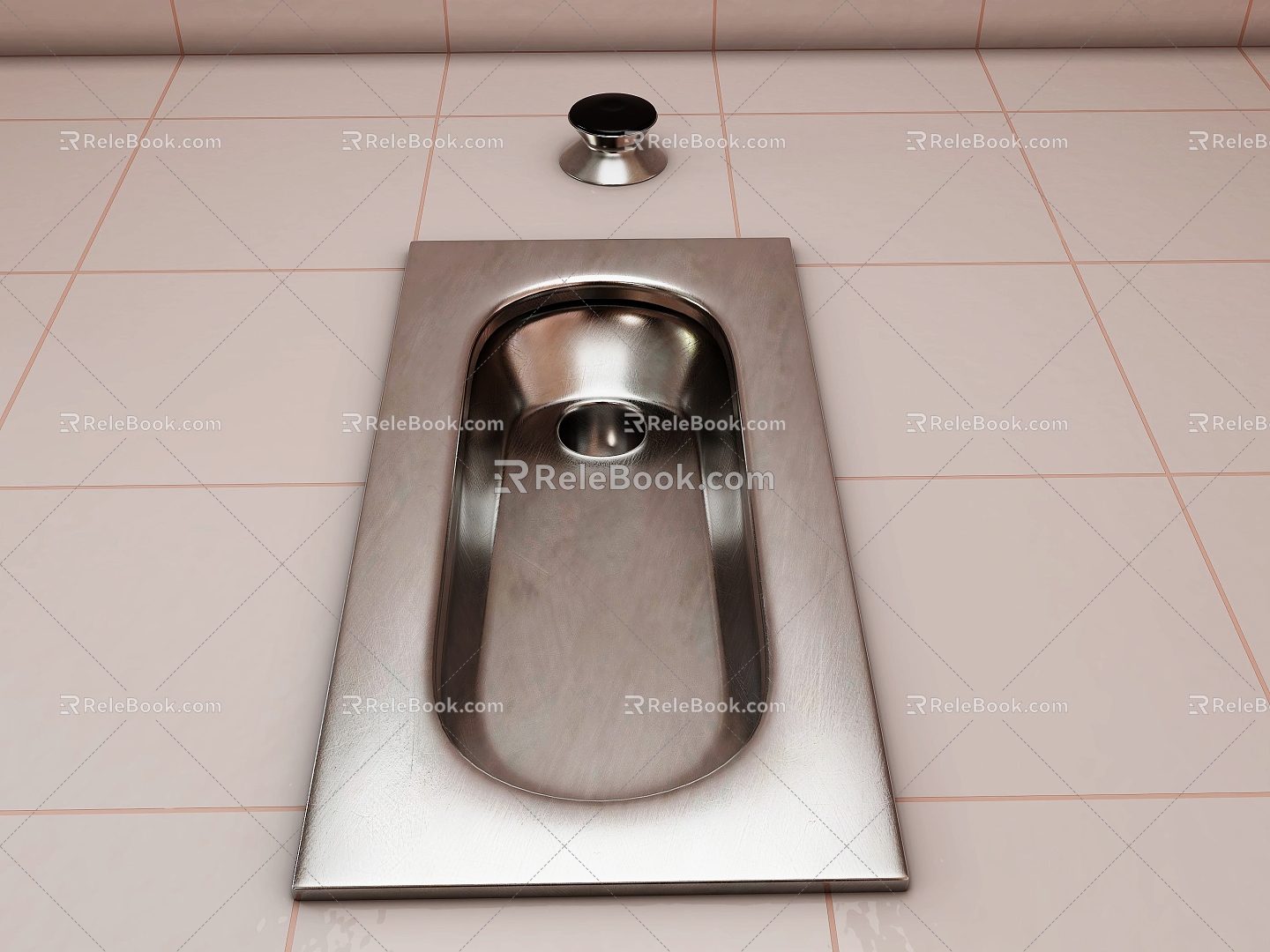 Squat pan squat pit foot button flush 3d model